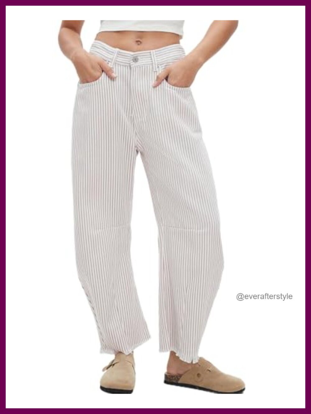 Kedera Womens Stripe Barrel Jeans Baggy Wide Leg Y2K Mid Rise Denim Pants